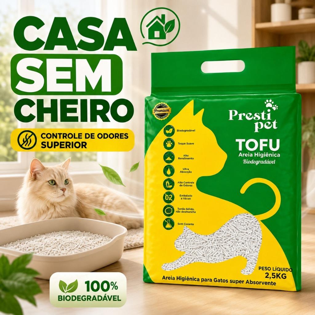 Areia Higiênica de Tofu Presti Pet Aglomerante 2,5kg