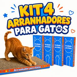 Kit 4 Arranhadores de Papelão Anti-Estresse para Gatos