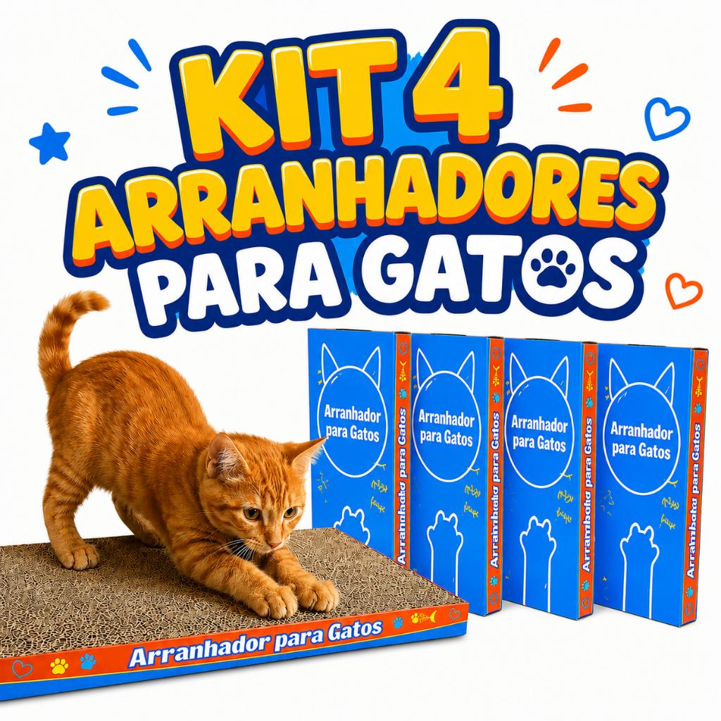 Kit 4 Arranhadores de Papelão Anti-Estresse para Gatos