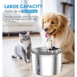 Fonte de Água Aço Inox 3L Super Silenciosa para Gatos