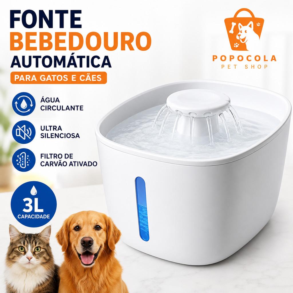 Fonte Bebedouro Automático 3L USB Silenciosa com Filtro