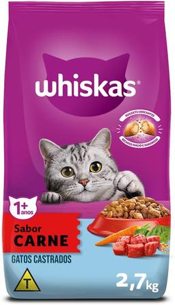 Ração WHISKAS Carne Gatos Adultos Castrados | 2,7 kg