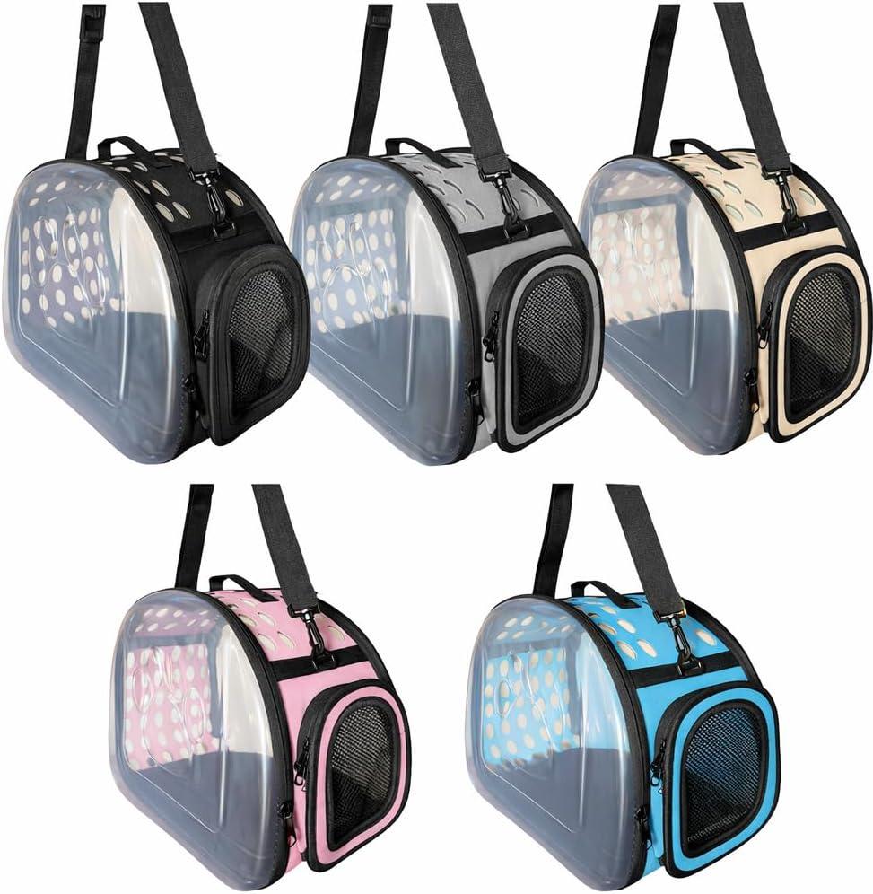 Bolsa Transportadora Pet com Visor Transparente para Cães, Gatos e Coelhos, Design com Ventilação, Bege. Preto, Cinza, Azul Claro e Rosa, Dimensões 43 x 33 x 28 (Bege)