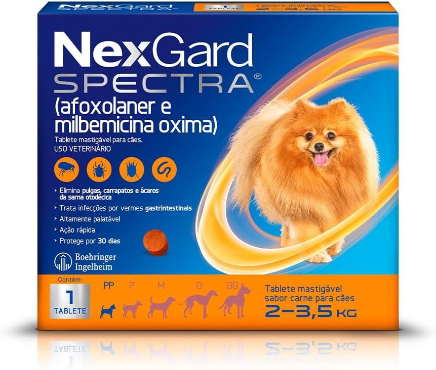 NexGard SPECTRA Antipulgas e Vermífugo para Cães de 2 a 3,5kg - 1 tablete